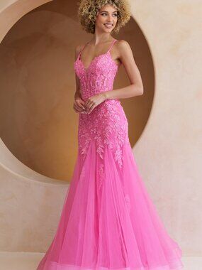 NEW PINK Wedding Dress Floor Length Formal Elegant Stunning 2120